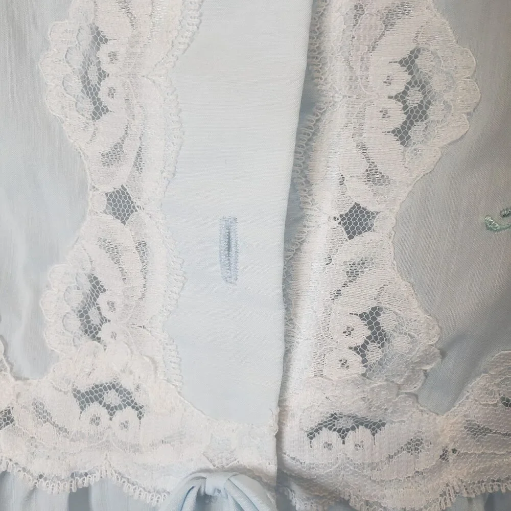 Vintage Barbizon Two-piece Peignoir Set Blue Robe & Gown Grandmacore Cottagecore - Picture 6 of 8